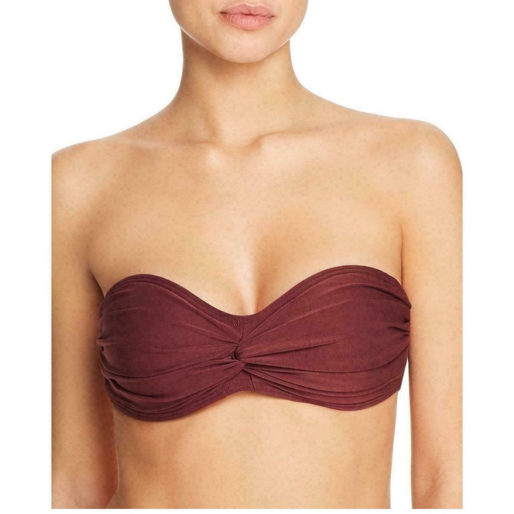 KATE SPADE Nordstrom *Isla Vista* maroon bandeau halter bikini top L XL